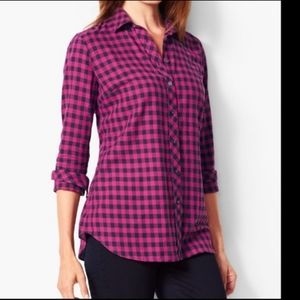 Talbots Purple & Black Gingham Button Down Shirt, Size SP